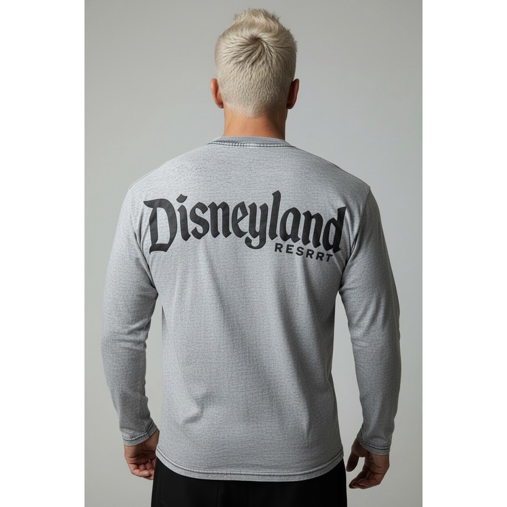Disneyland Resort Spirit Jersey Acid Wash Denim Look Gray Long Sleeve Size L-XXL